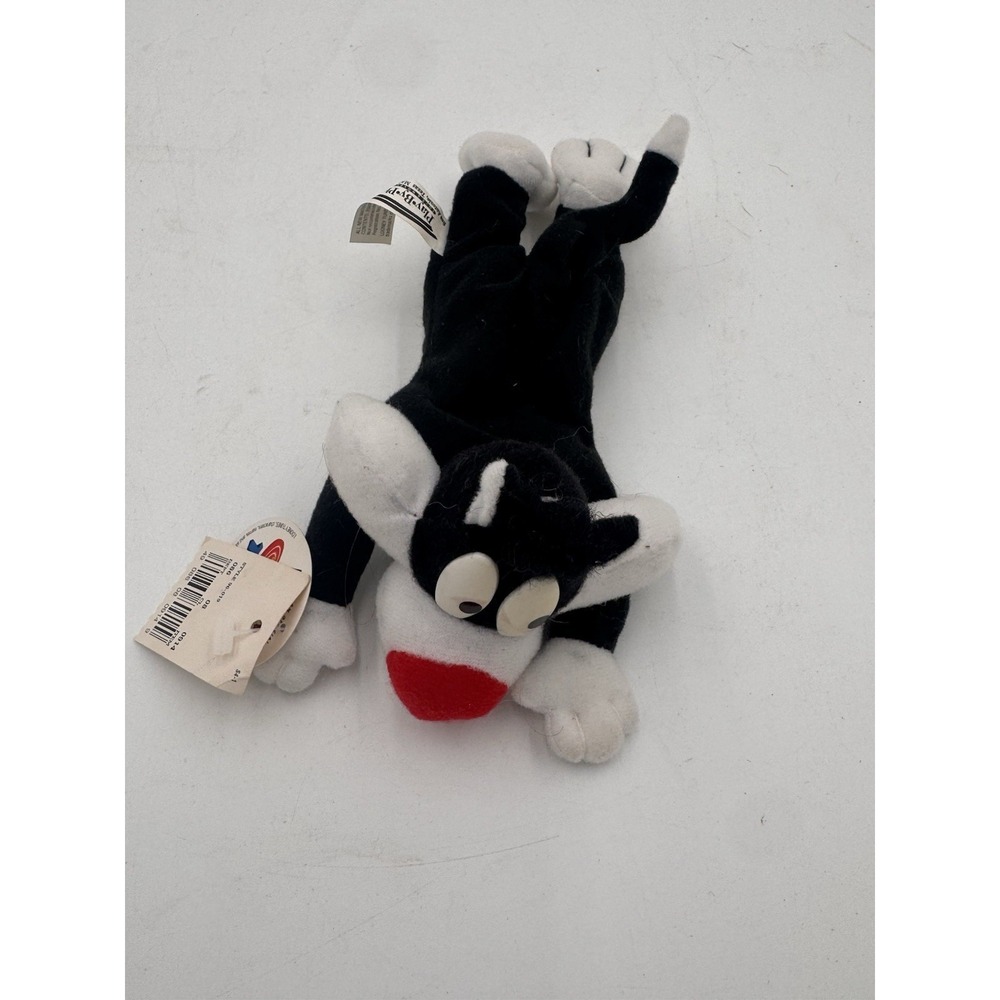 Vintage Looney Tunes Sylvester the Cat Plush Laying 1996 Play-By-Play Plush 6"